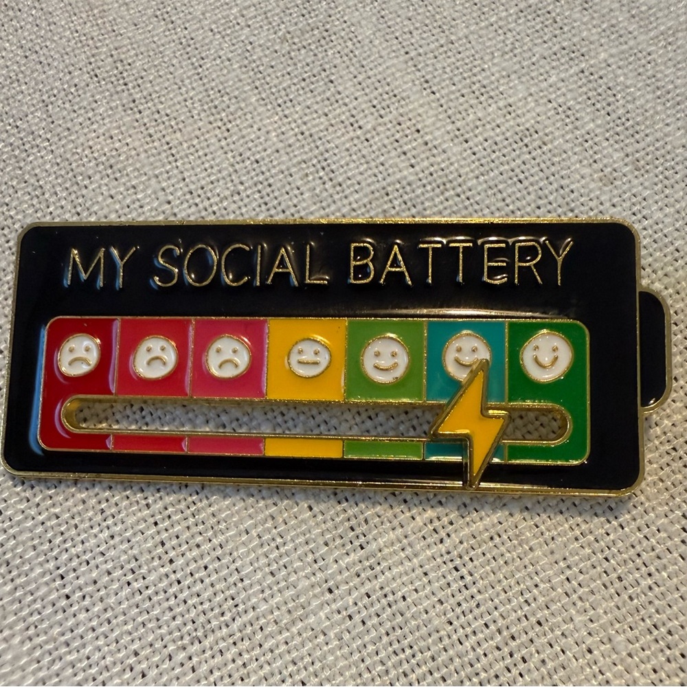 Fun funny  Social Battery Enamel Pin